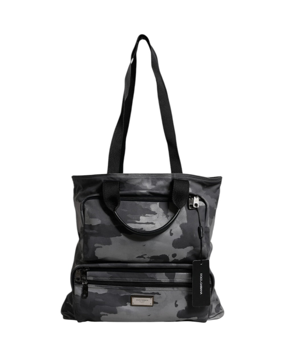 Dolce & Gabbana Black Camouflage Shoulder Strap Logo Plaque Bag