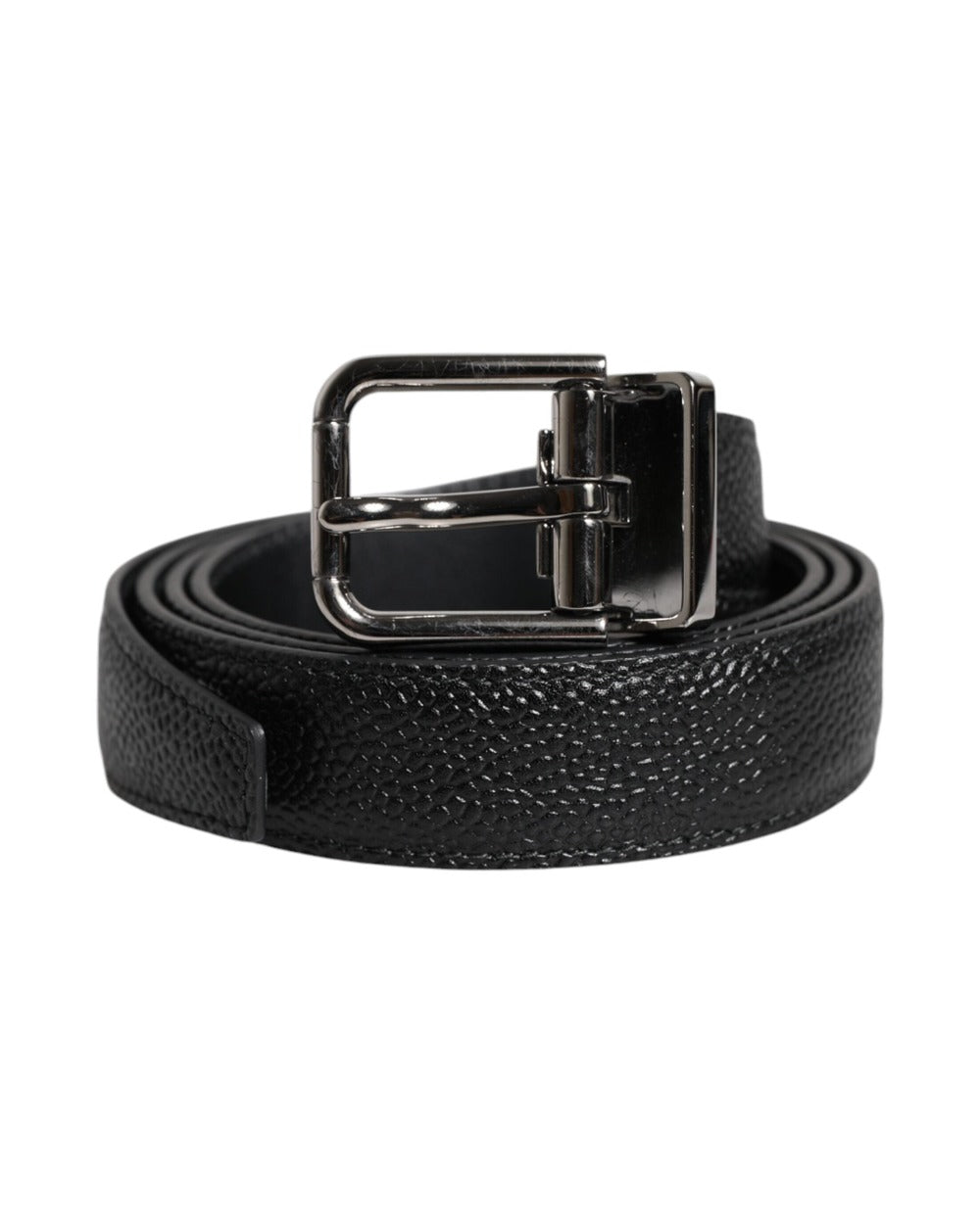 Dolce & Gabbana Black Calf Leather Classic Metal Buckle Belt