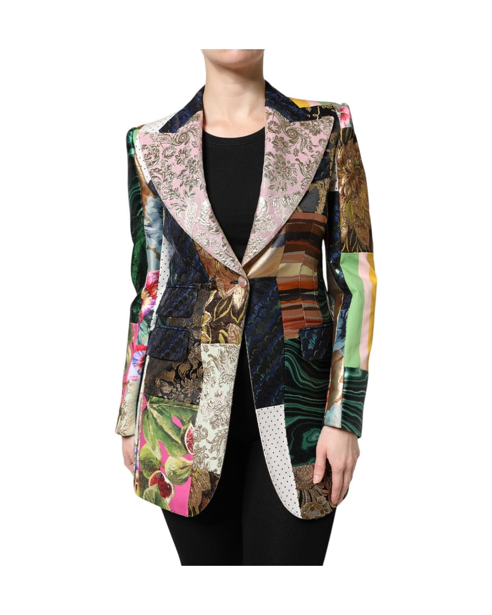 Dolce & Gabbana Multicolor Floral Patchwork Jacquard Jacket