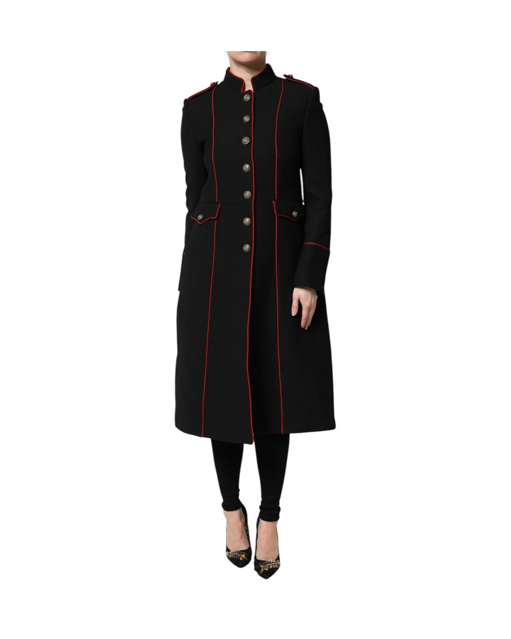 Dolce & Gabbana Black Wool Single Breasted Trench Coat Jacket