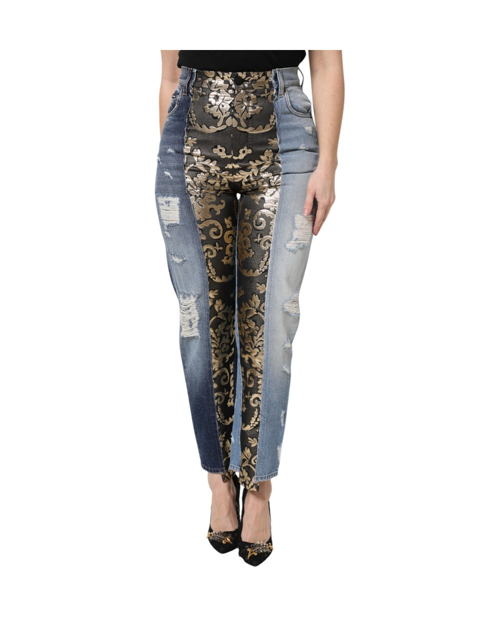 Dolce & Gabbana Multicolor Patchwork High Waist Denim Jeans