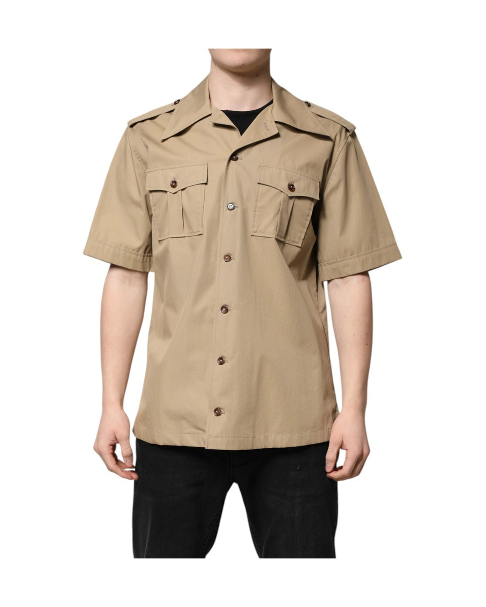 Dolce & Gabbana Brown Graphic Print Short Sleeves Shirt