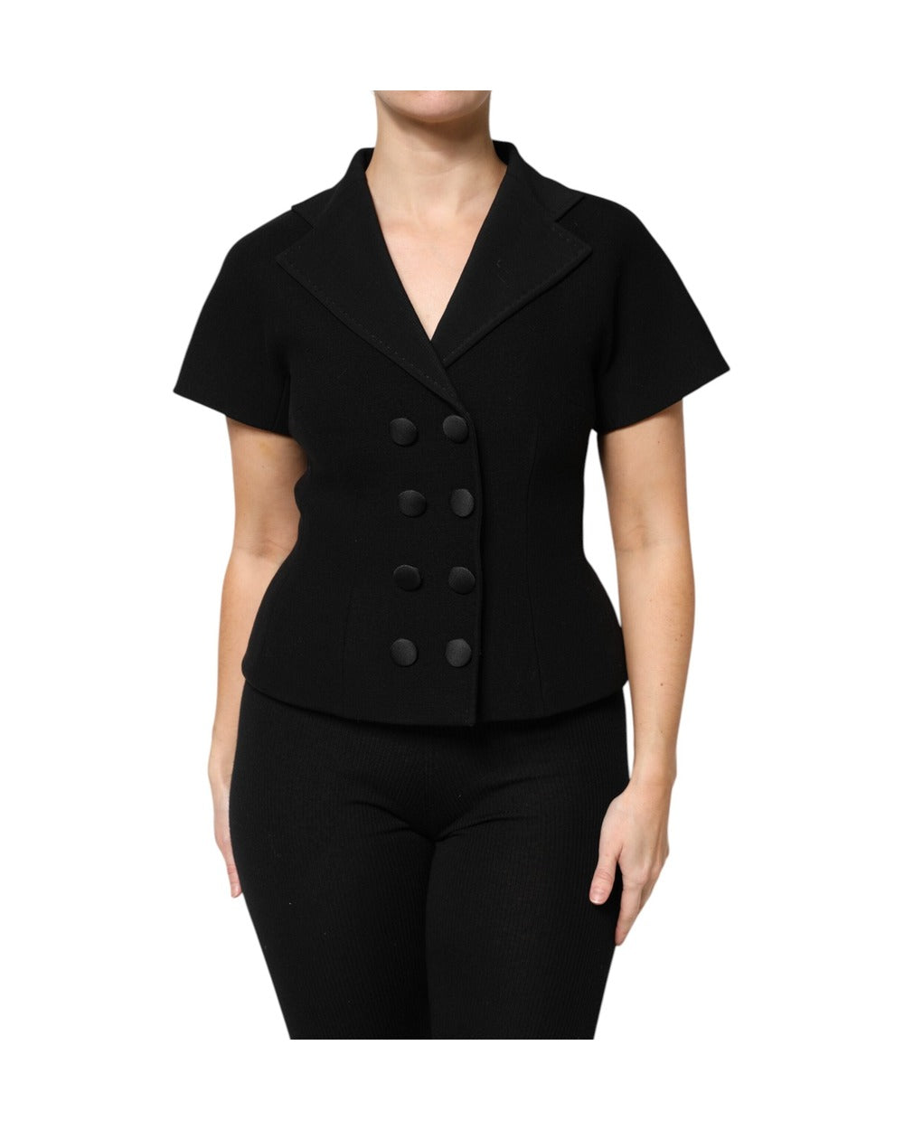 Dolce & Gabbana Black Wool Double Breasted Coat Jacket