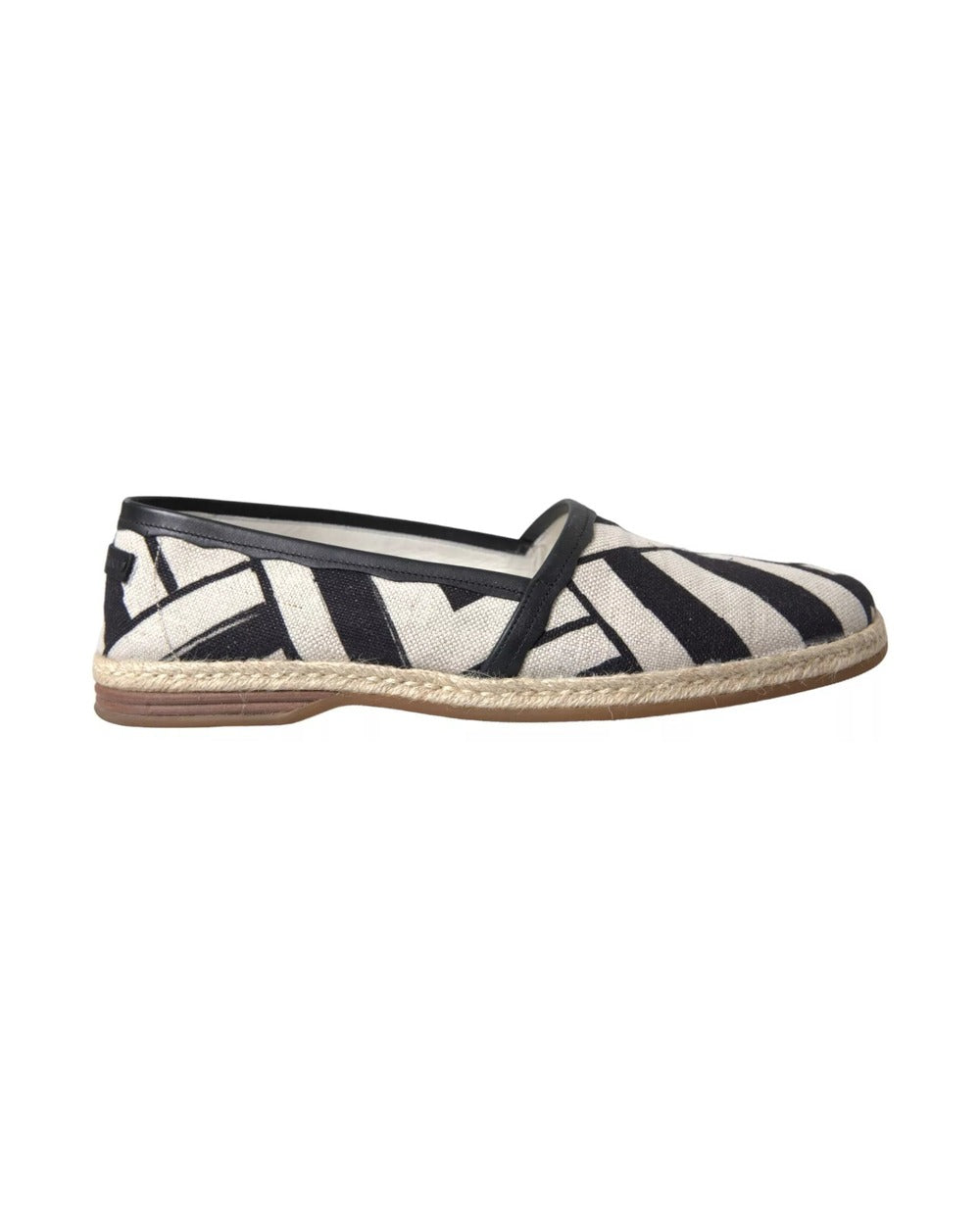 Dolce & Gabbana Black White Stripes Slip On Espadrille Shoes