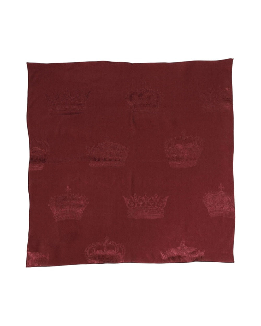Dolce & Gabbana Maroon Silk Crown Square Men Foulard Scarf