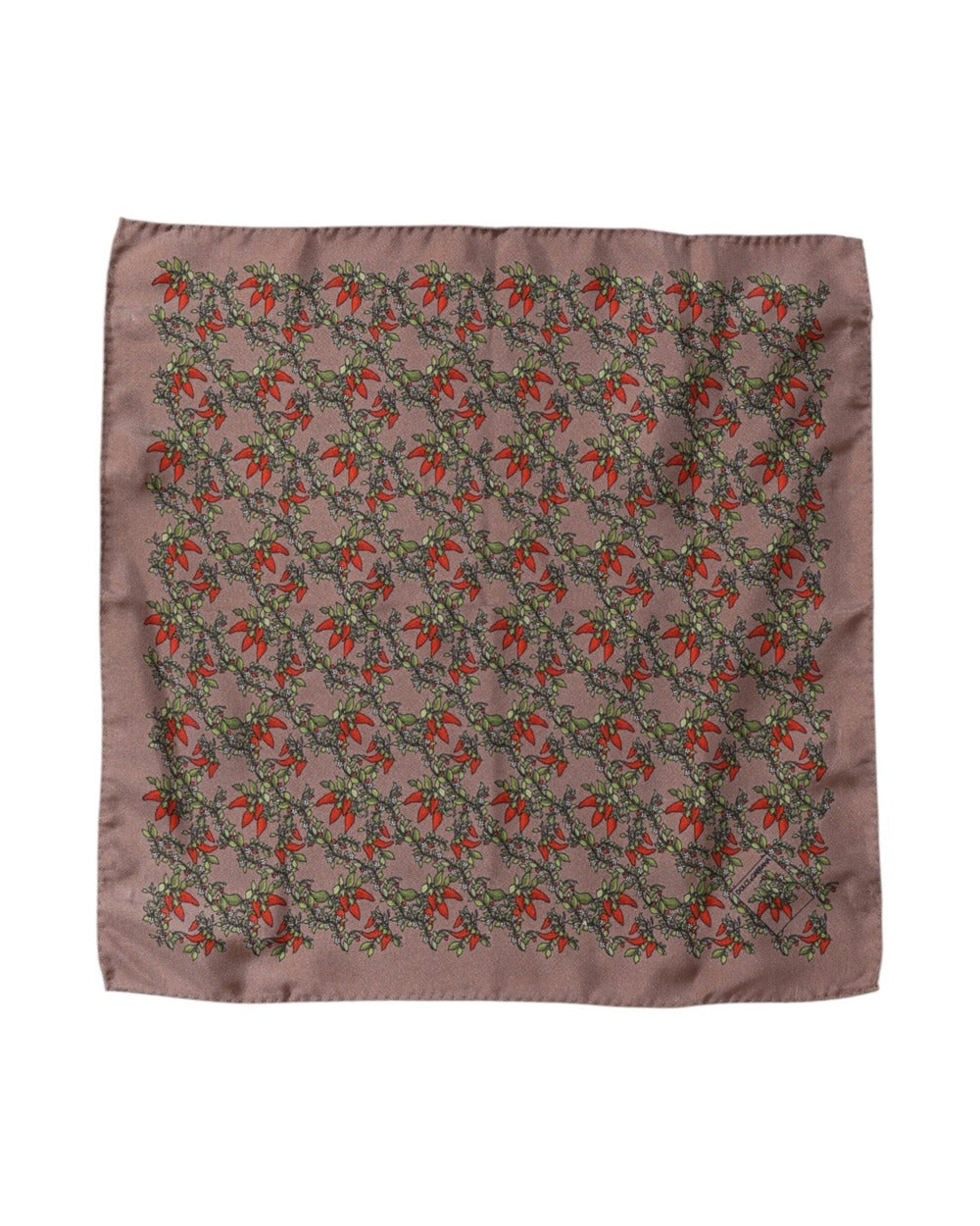 Dolce & Gabbana Brown Chilis Silk Square Men Foulard Scarf