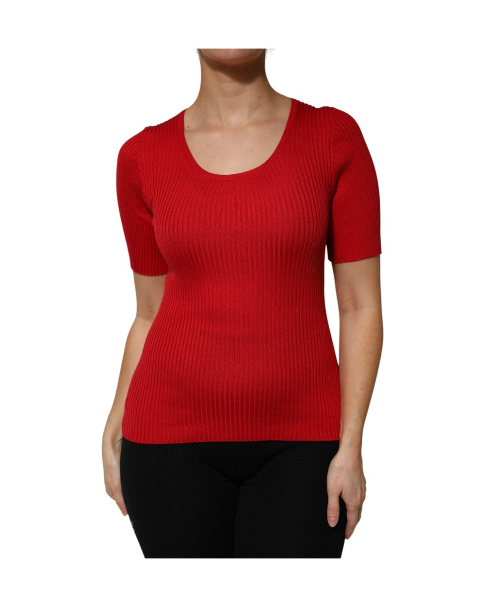 Dolce & Gabbana Red Round Neck Short Sleeves Pullover Top