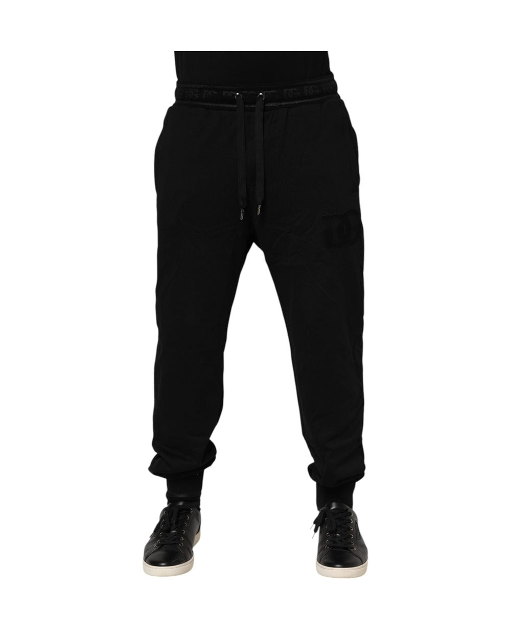 Dolce & Gabbana Black Cotton Drawstring Jogger Pants