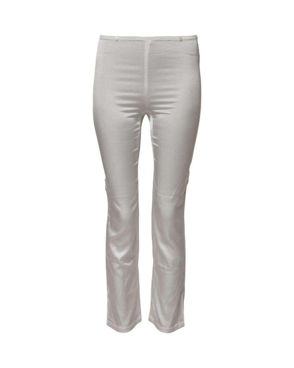 Dolce & Gabbana Ivory Silk Tapered High Waist Pants