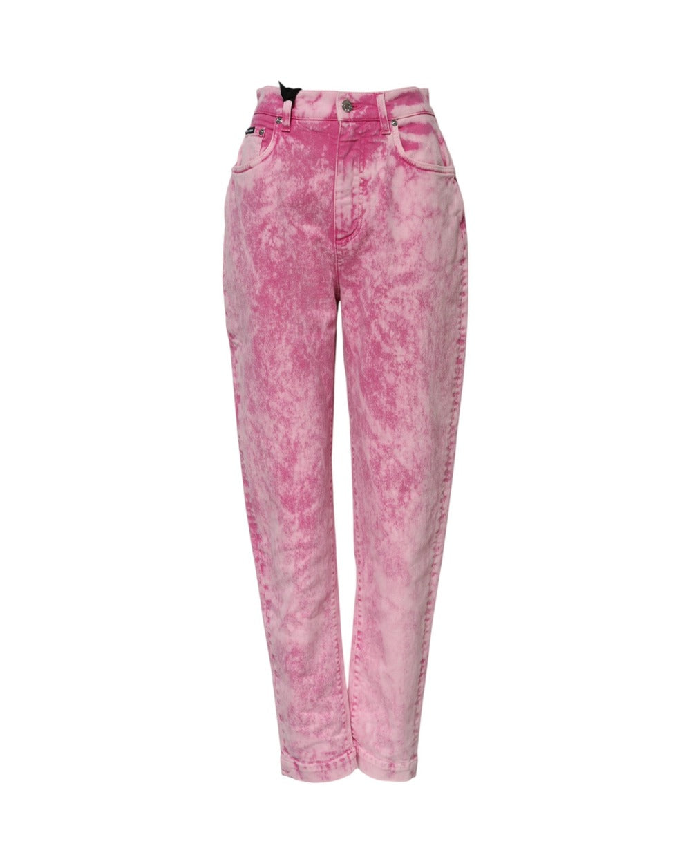 Dolce & Gabbana Pink Tie Dye High Waist Tapered Denim Jeans