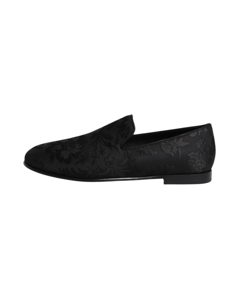 Dolce & Gabbana Black Floral Brocade Loafers Men Dress Shoes