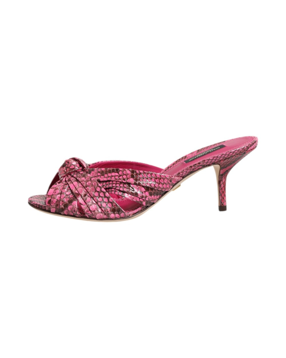 Dolce & Gabbana Pink Leather Heels Slides Sandals Shoes