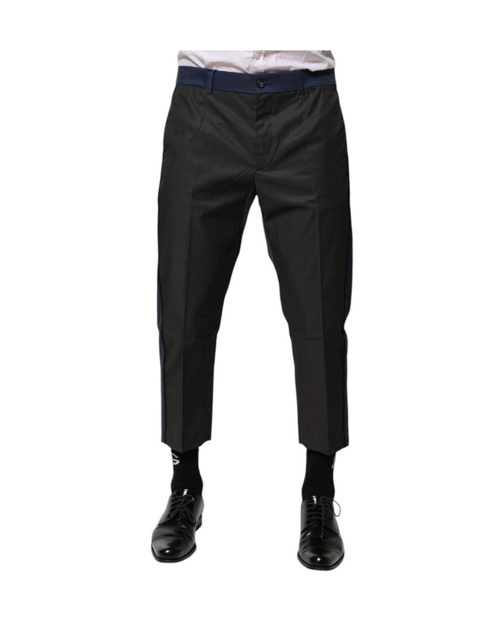 Dolce & Gabbana Gray Blue Cotton 3/4 Chinos Crop Trouser Pants
