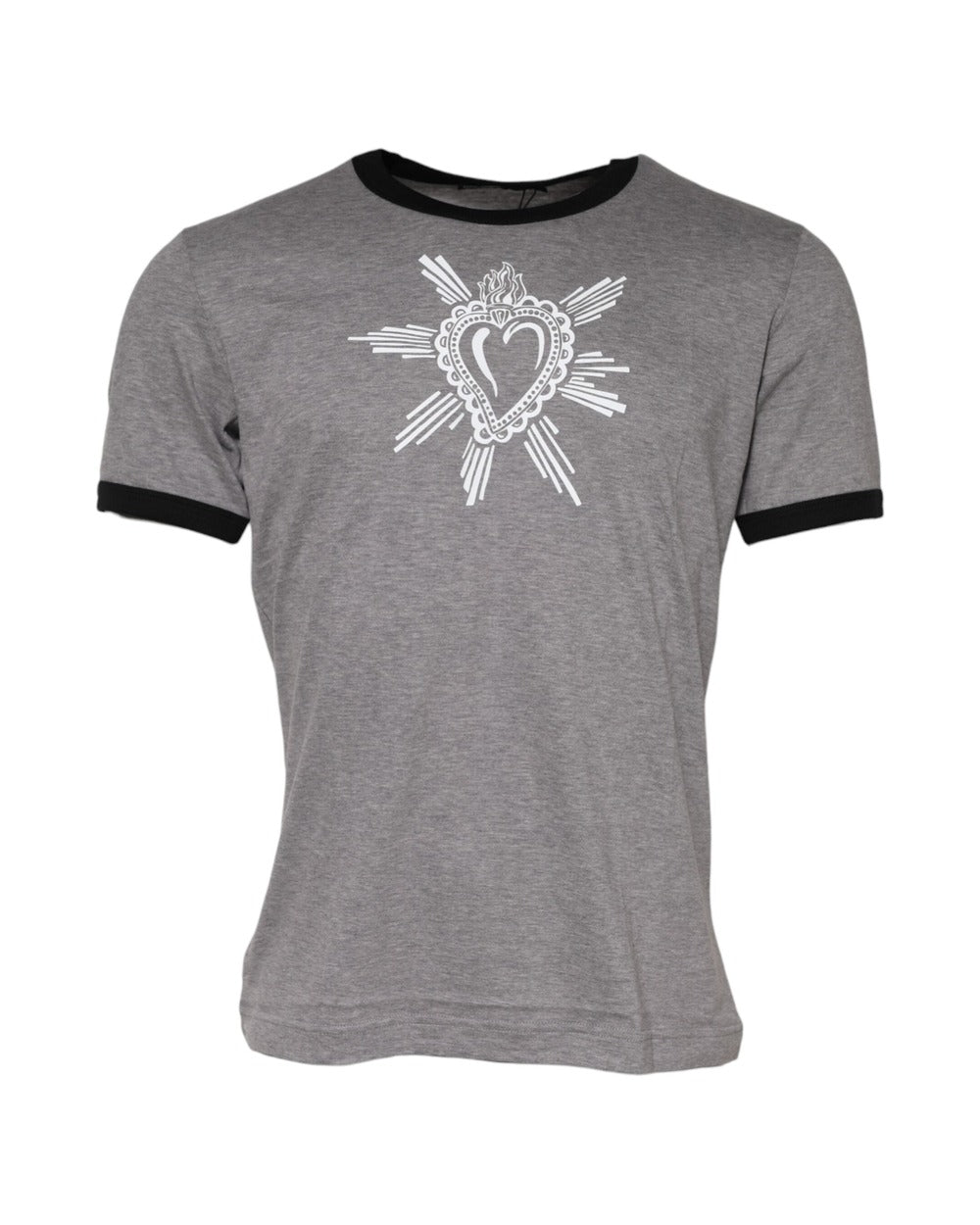 Dolce & Gabbana Gray Sacred Heart Cotton Crew Neck T-shirt