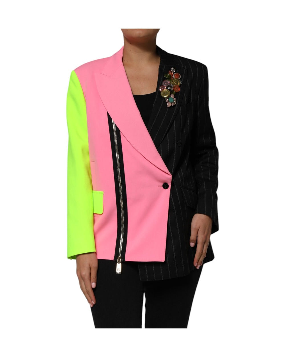 Dolce & Gabbana Multicolor Patchwork Embellished Coat Jacket