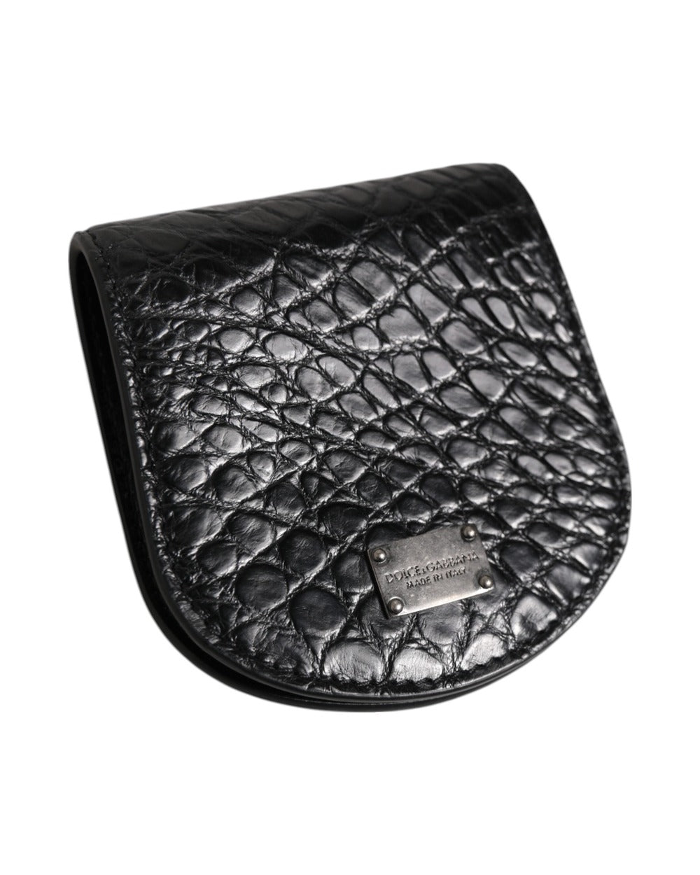 Dolce & Gabbana Black Exotic Skin Coin Condom Case Holder Pocket Wallet