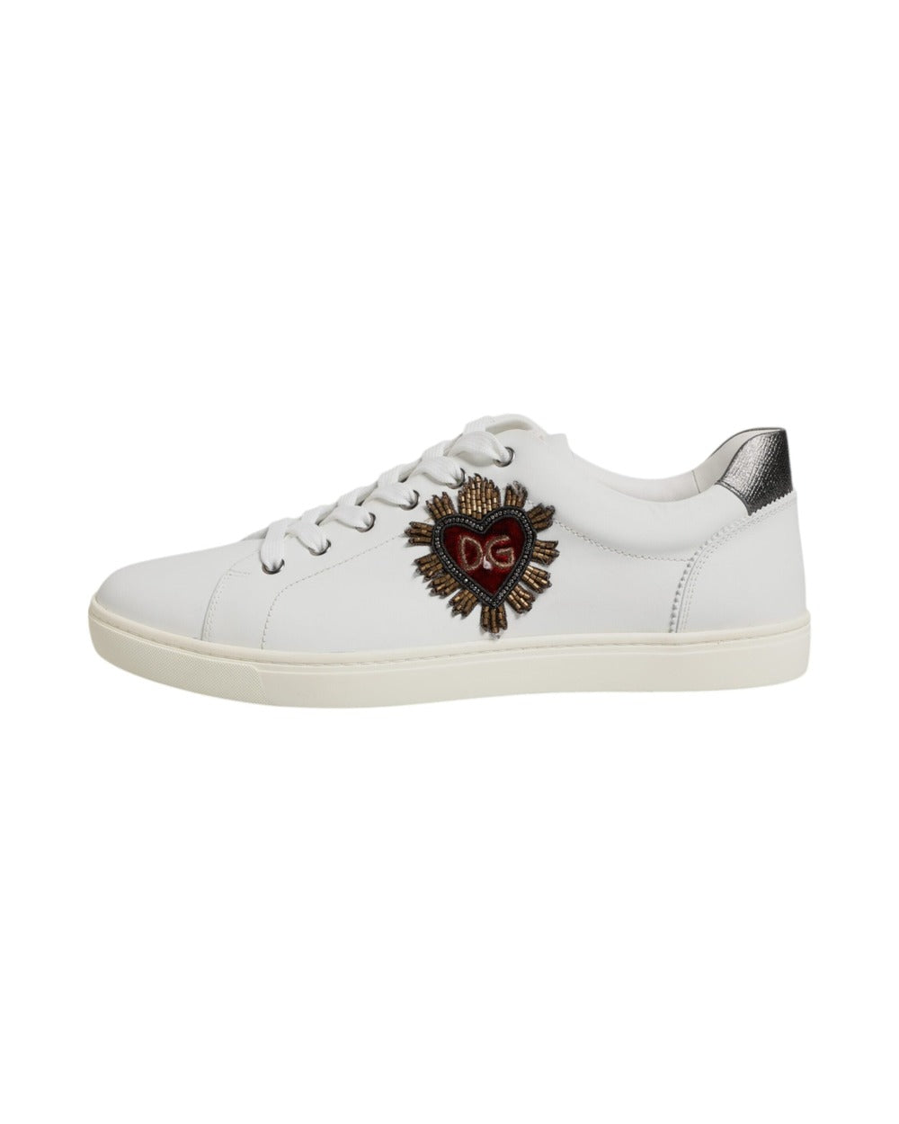 Dolce & Gabbana White Sacred Heart Men Low Top Sneakers Shoes