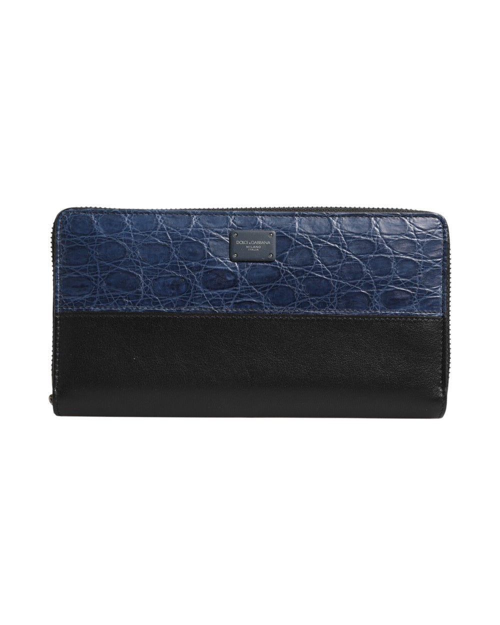 Dolce & Gabbana Black Blue Exotic Leather Men Continental Clutch Wallet