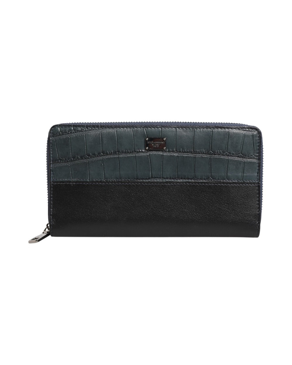 Dolce & Gabbana Black Blue Exotic Leather Men Continental Clutch Wallet