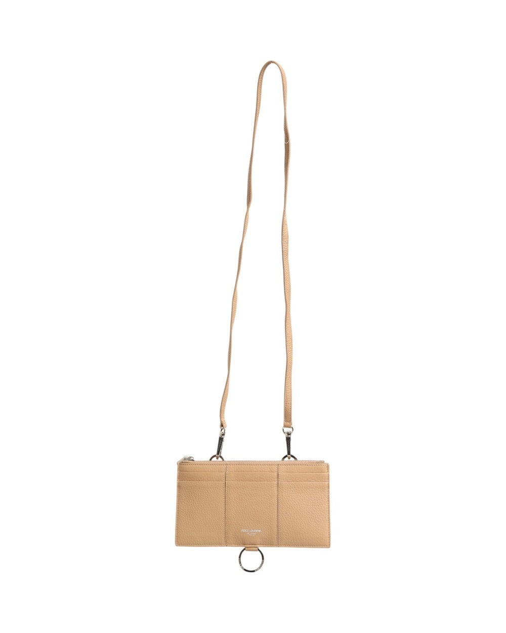 Dolce & Gabbana Beige Calfskin Leather Large Crossbody Card Holder Wallet