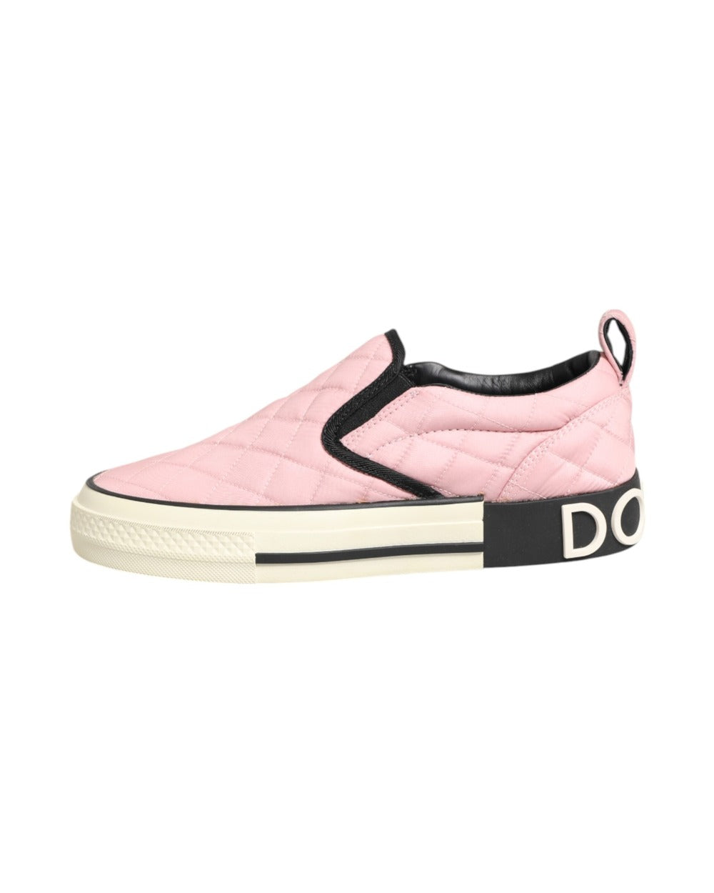 Dolce & Gabbana Pink Quilted Nylon Slip-On Sneaker Shoes