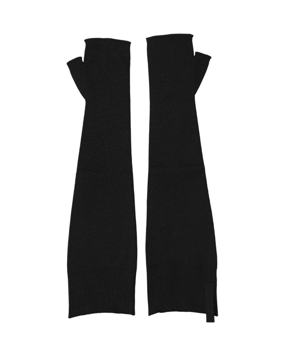 Dolce & Gabbana Black Virgin Wool Knitted Fingerless Men Gloves