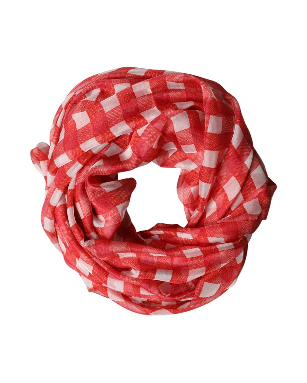 Dolce & Gabbana Red Checkered Stole Neck Wrap Shawl Scarf
