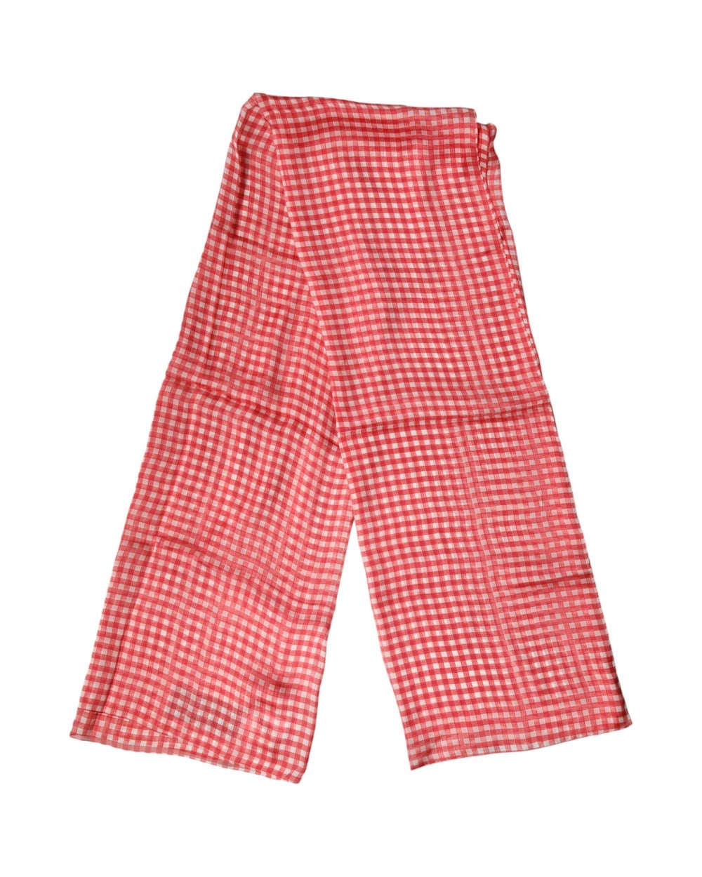 Dolce & Gabbana Red Checkered Silk Neck Wrap Shawl Scarf