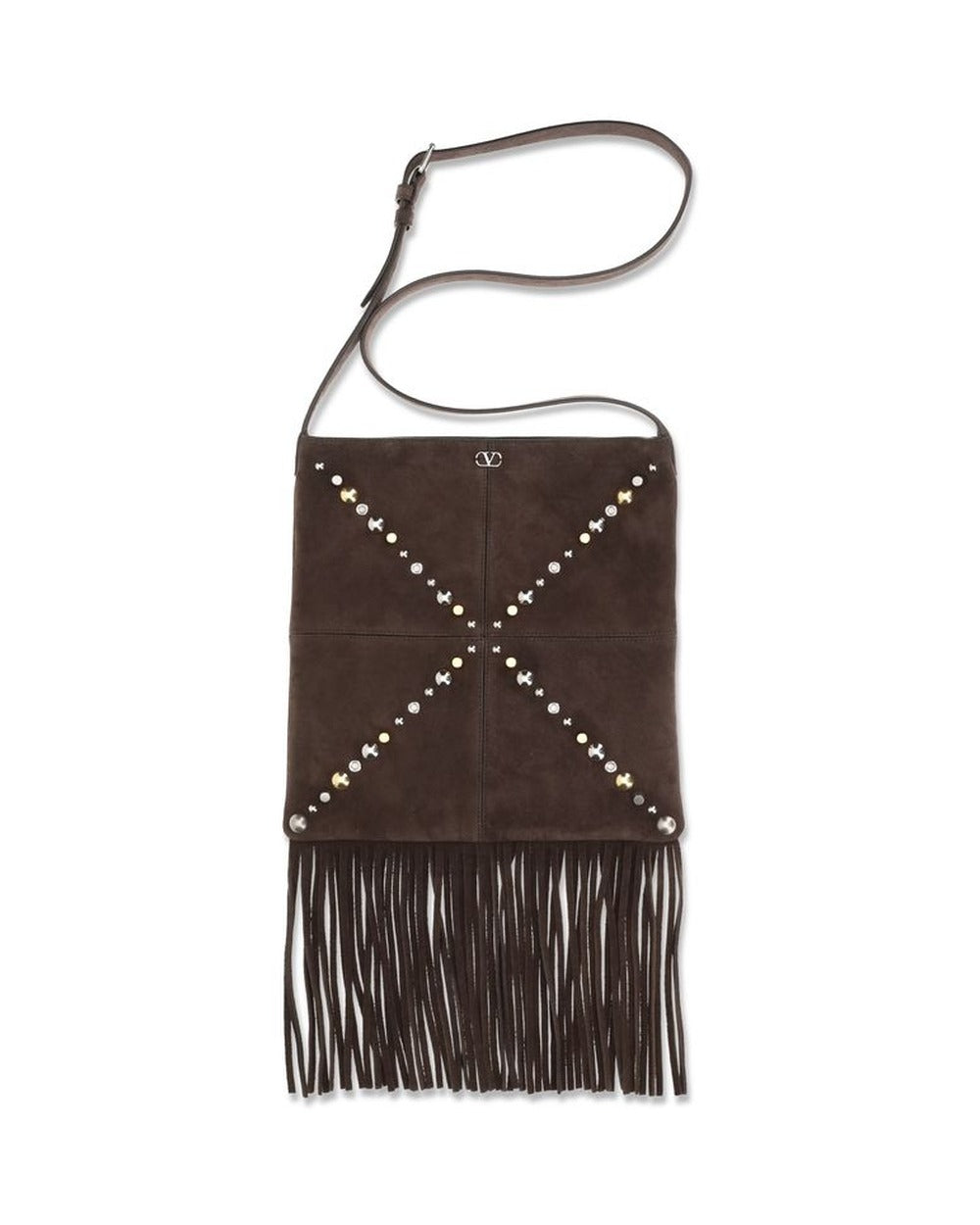 Valentino Garavani Brown Calf Leather Bos Taurus Shoulder Bag