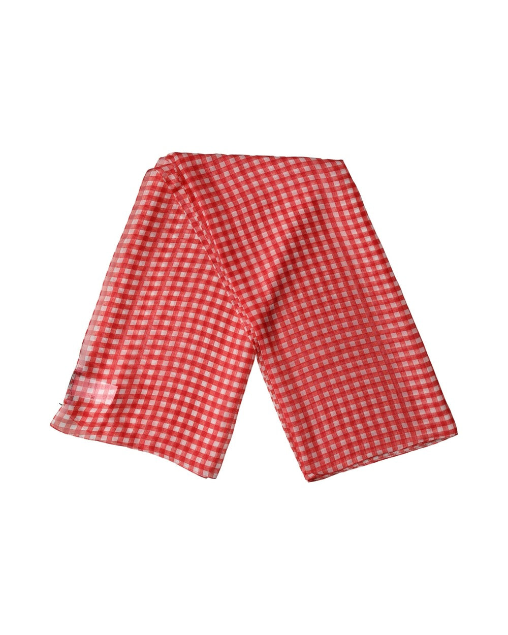 Dolce & Gabbana White Red Check Silk Wrap Foulard 140cm x 136cm Scarf