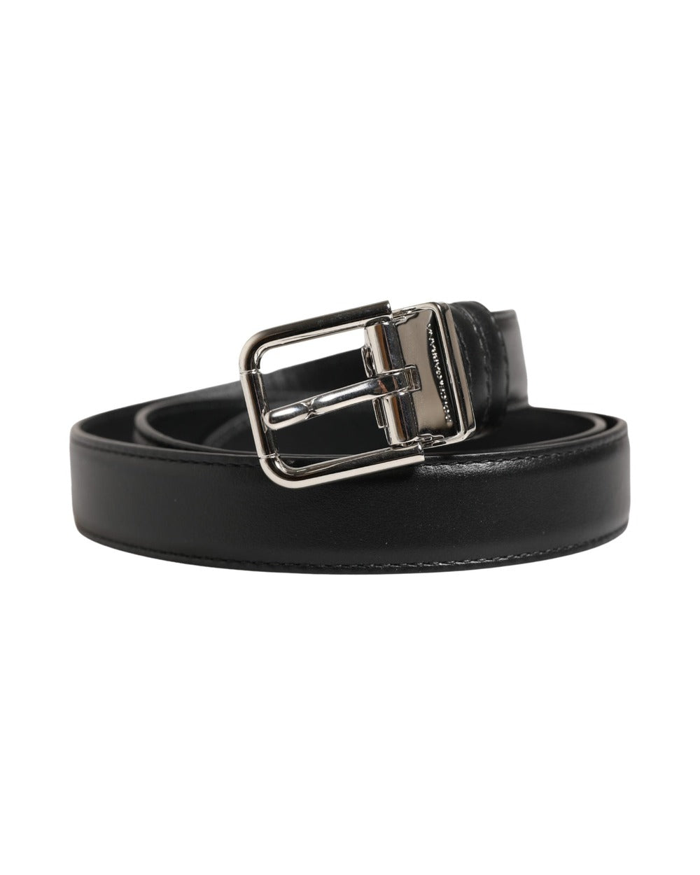 Dolce & Gabbana Men Black Classic Leather Metal Buckle Belt