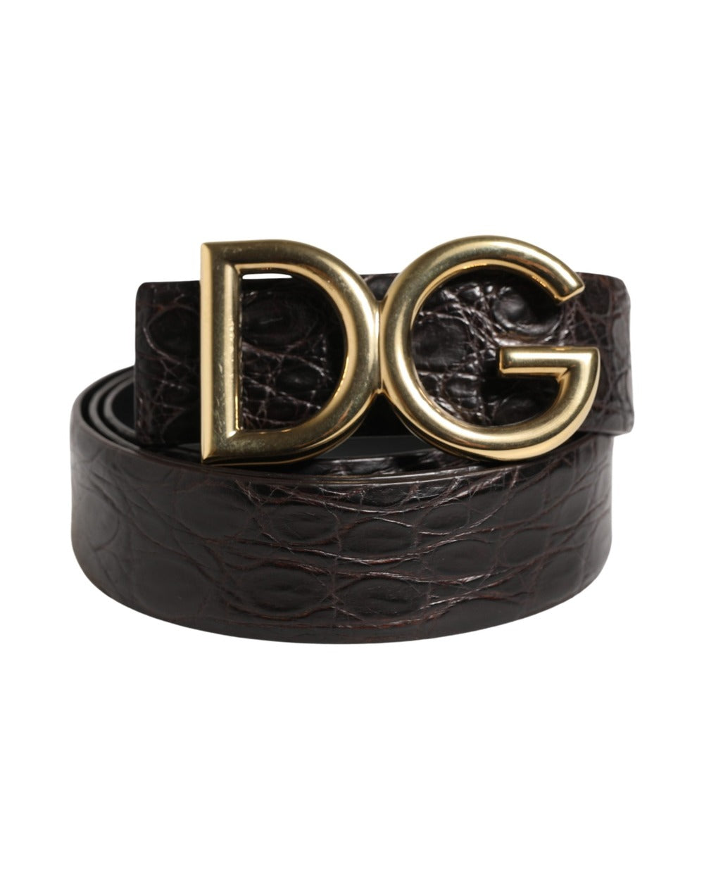 Dolce & Gabbana Men Black Exotic Leather Logo Buckle Belt
