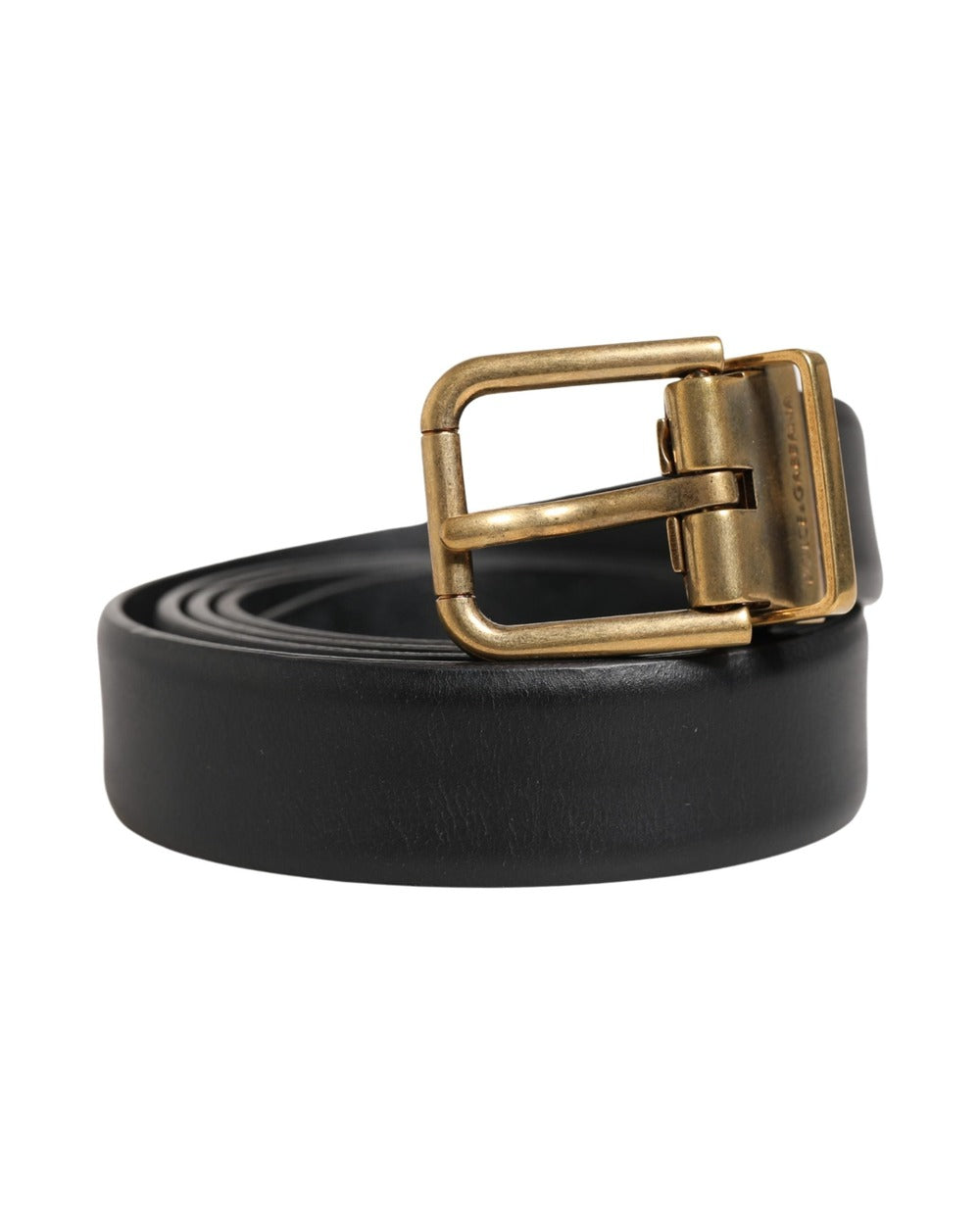 Dolce & Gabbana Men Black Classic Leather Metal Buckle Belt