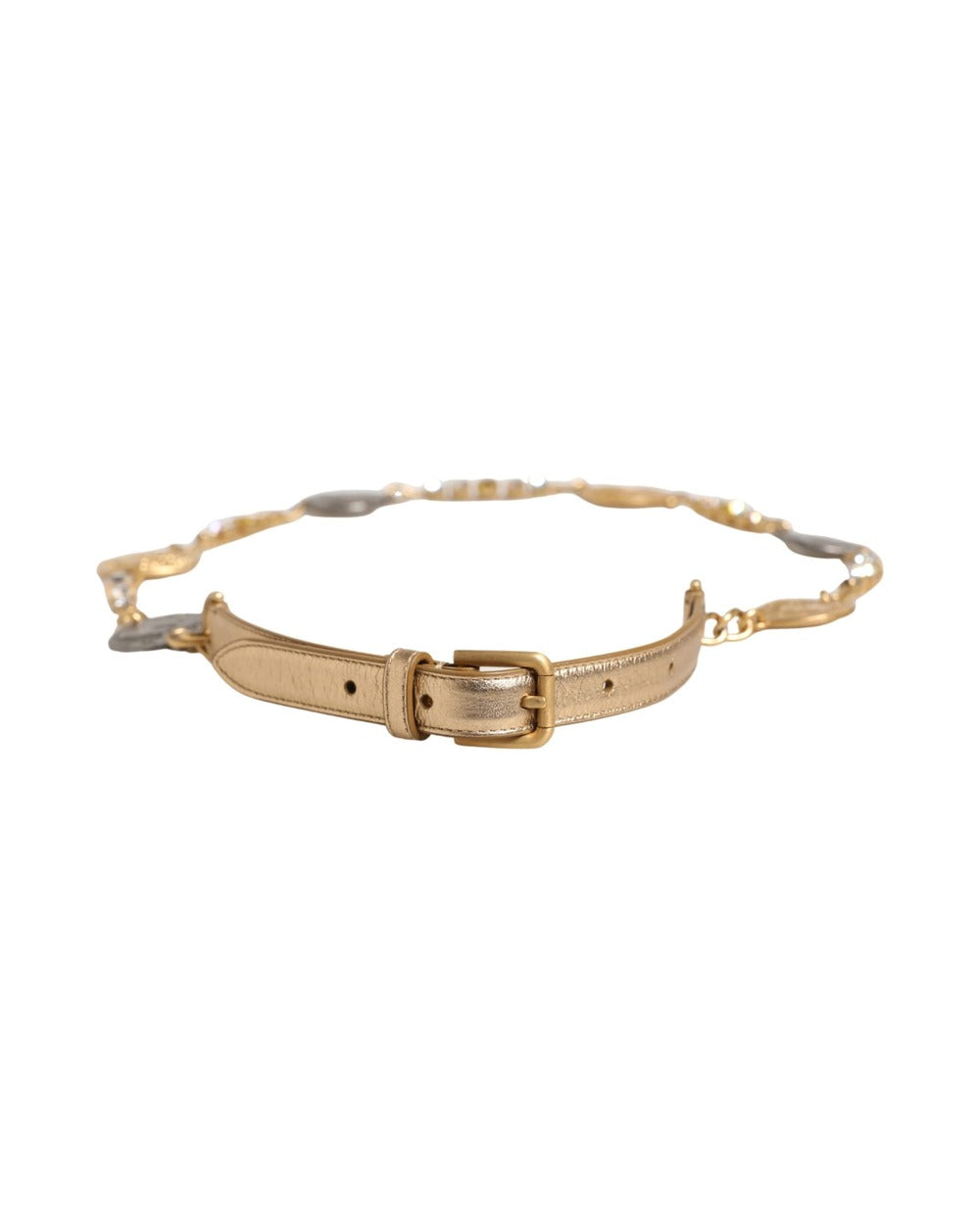Dolce & Gabbana Gold Brass Chain Coin Embellished Metal Buckle Belt