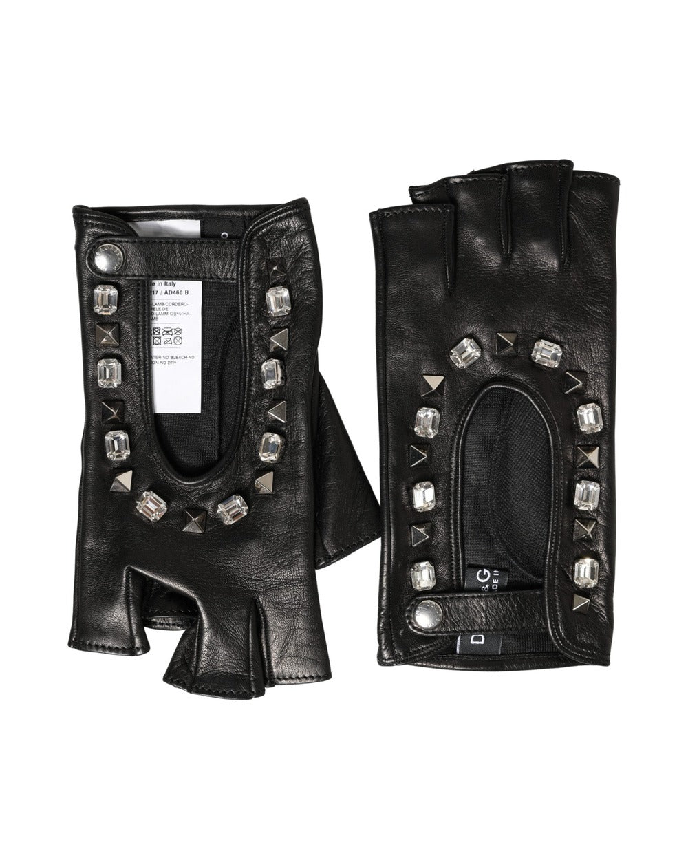 Dolce & Gabbana Women Black Embellished Wrist Length Mitten Gloves