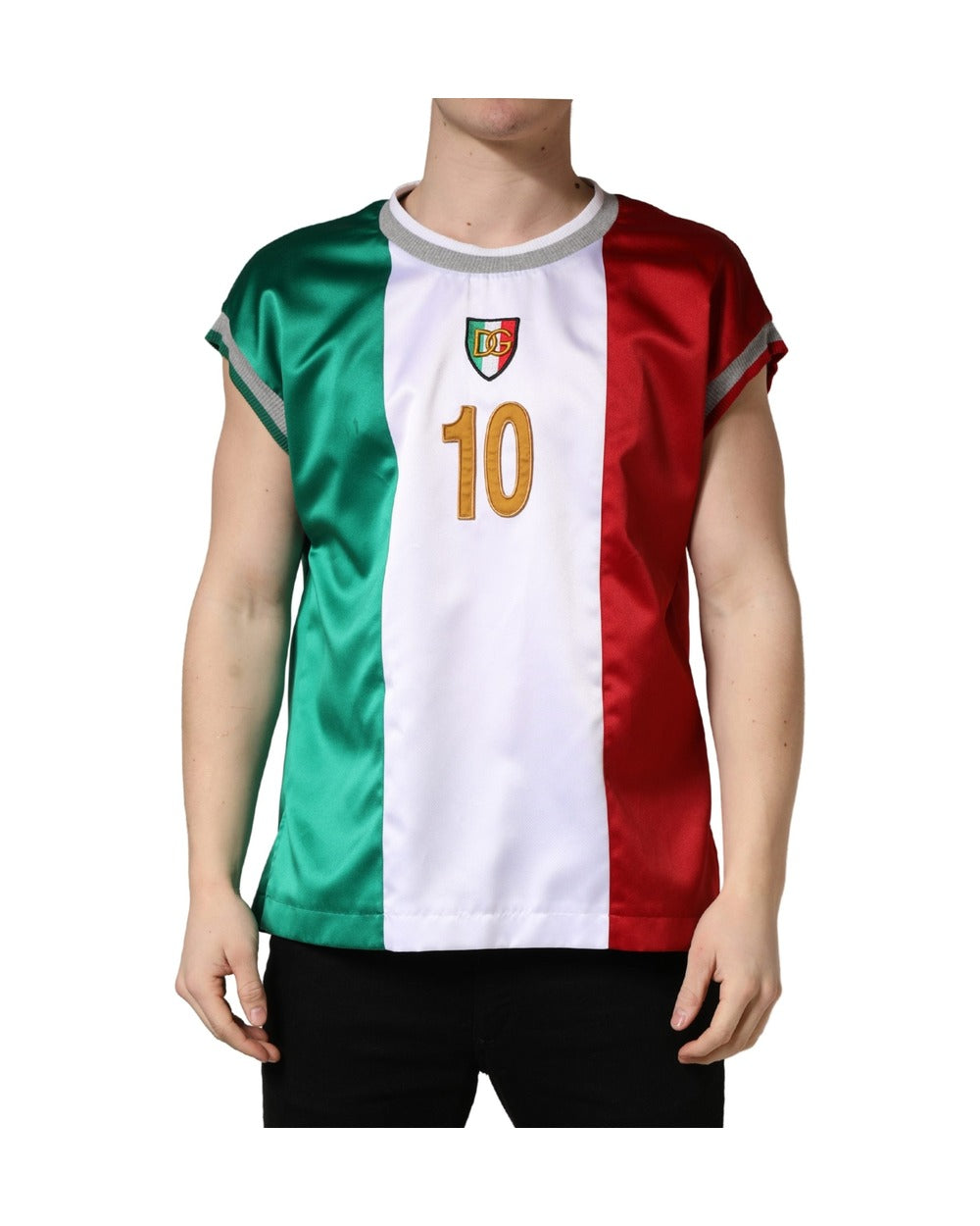 Dolce & Gabbana Multicolor Italia DG Logo Satin Tank T-shirt