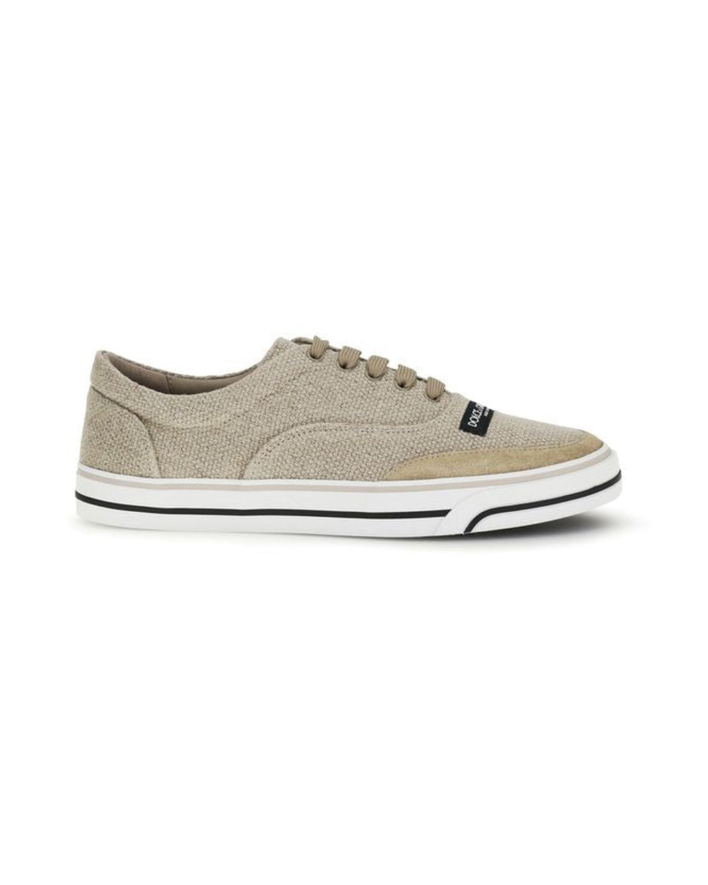 Dolce & Gabbana Beige Linen Low Top Sneakers