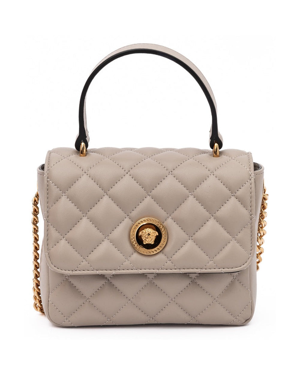 Versace Taupe Quilted Leather Handbag