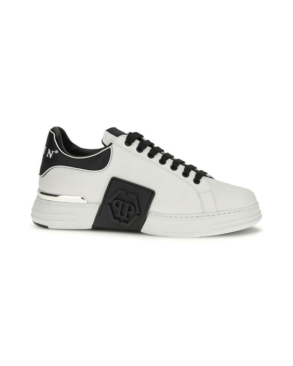 Philipp Plein White Calf Leather Bos Taurus Low Top Sneakers