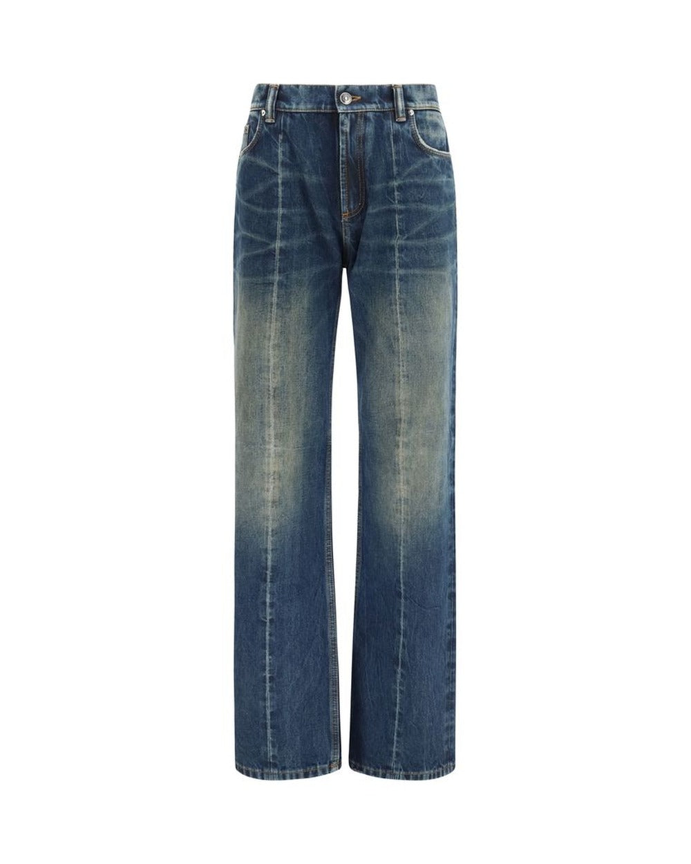 Versace Blue Cotton Straight-Leg Jeans
