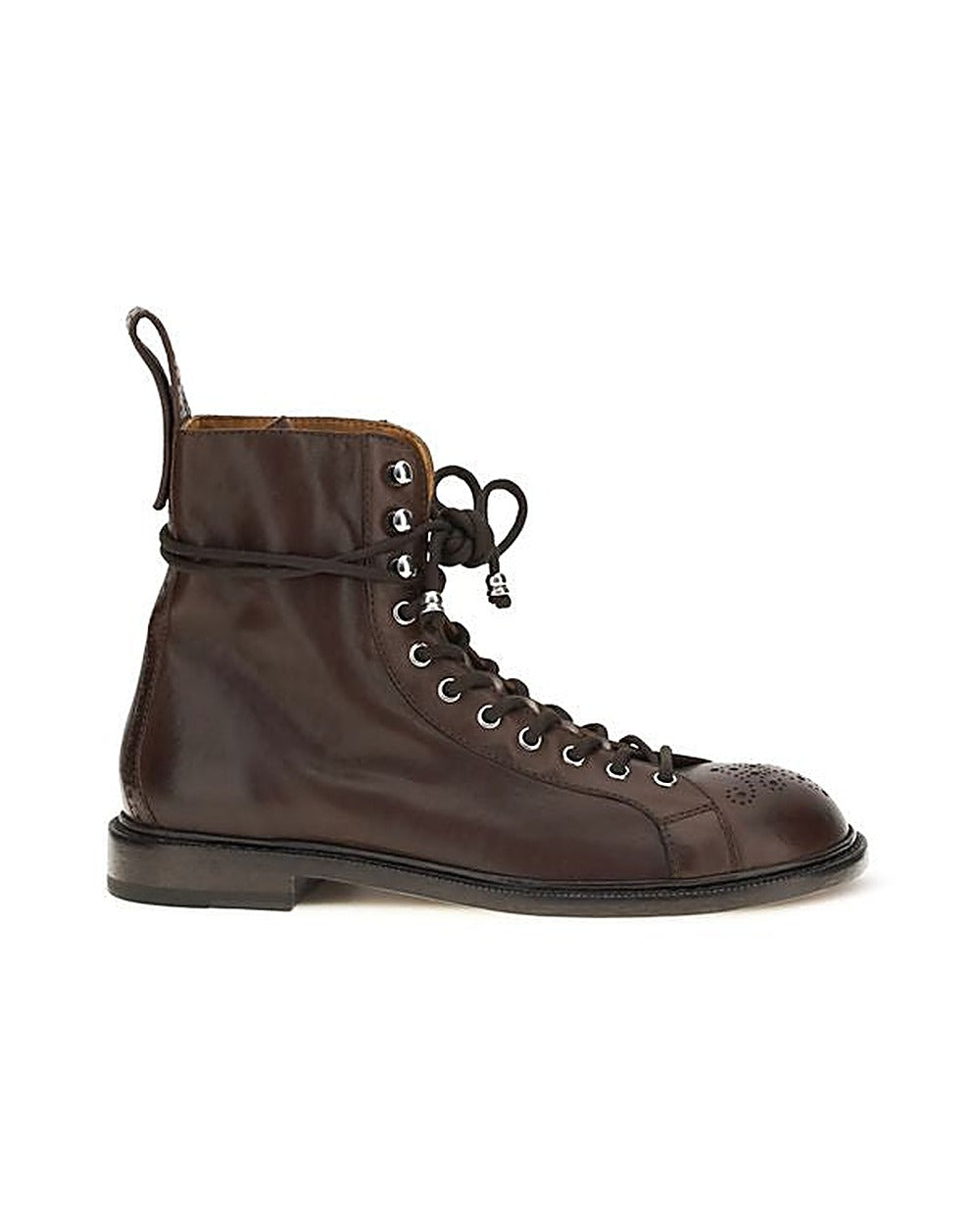 Versace Brown Calf Leather Bos Taurus Lace-Up Boots