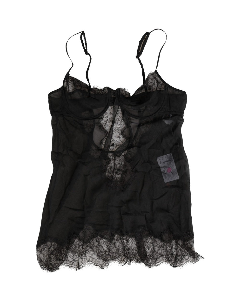 Dolce & Gabbana Black Silk Lace Lingerie Chemise Top Underwear