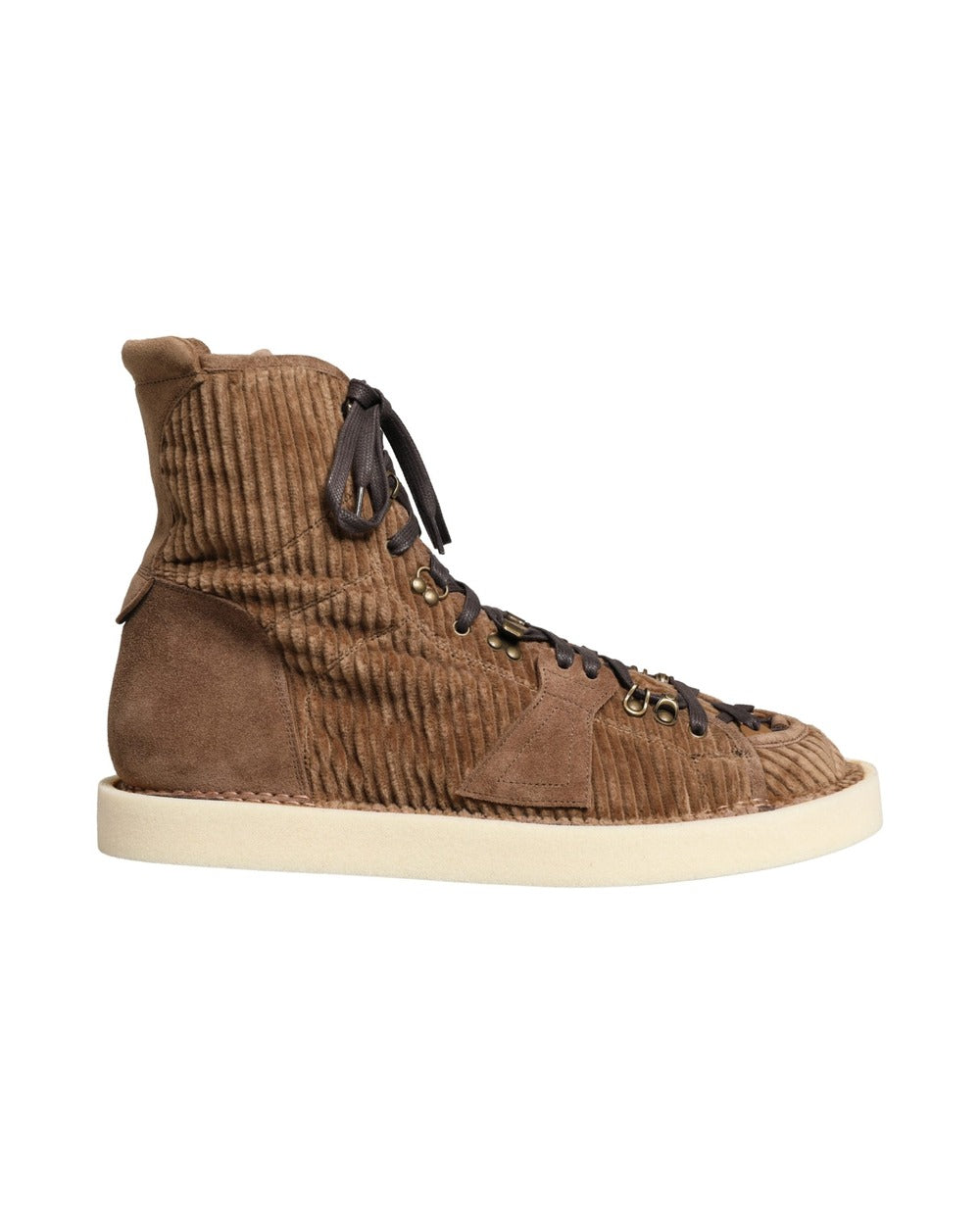 Dolce & Gabbana Brown Corduroy High Top Oxford Boots