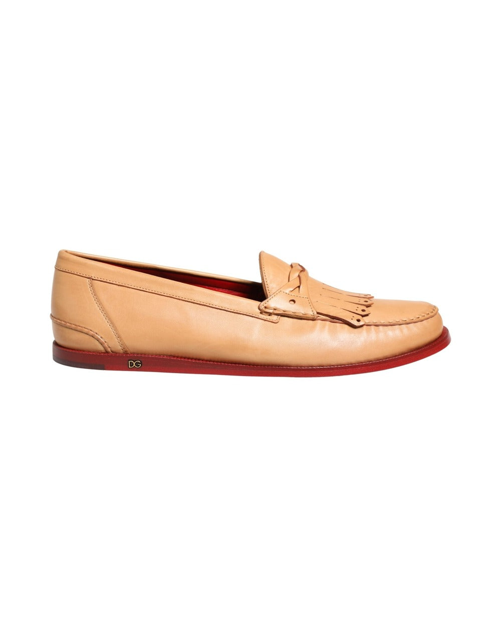 Dolce & Gabbana Beige Tassel Leather Men Slip On Loafers Shoes