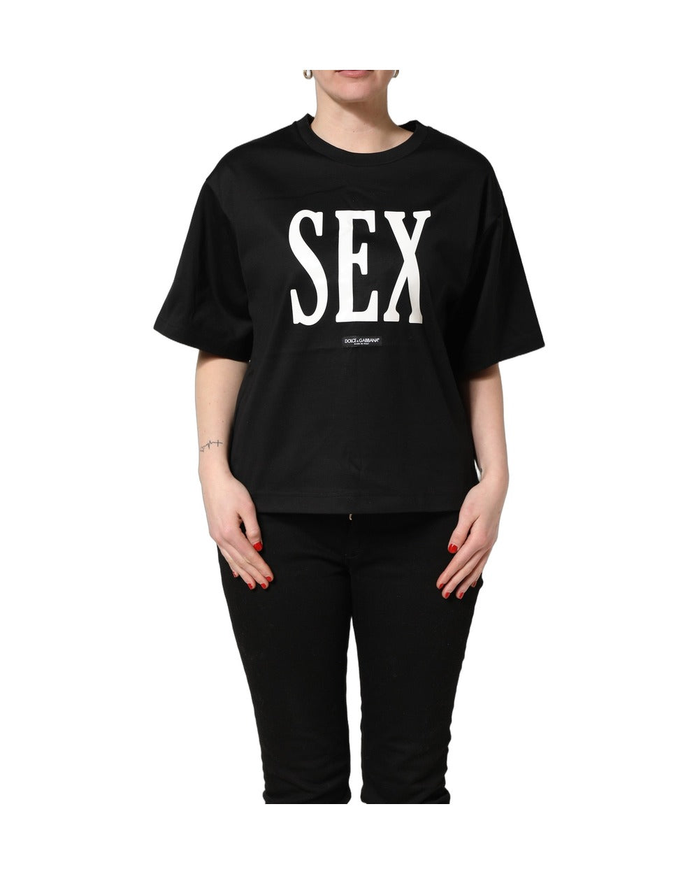 Dolce & Gabbana Black Jersey Graphic Short Sleeve Crew Neck T-shirt
