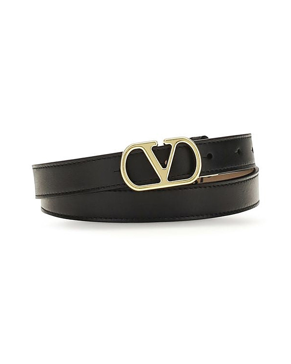 Valentino Garavani Black Calf Leather Bos Taurus Belt