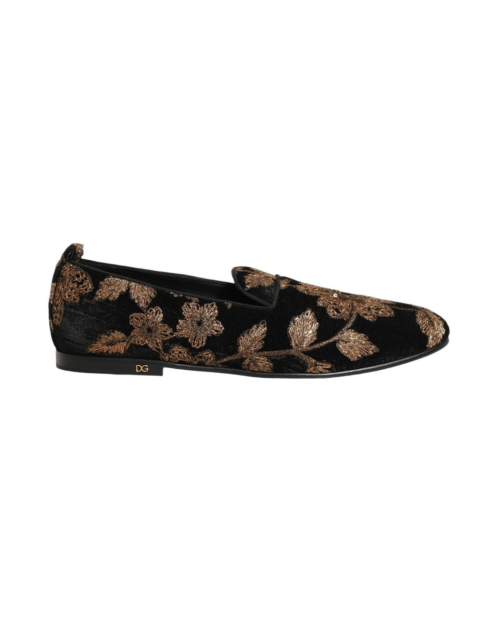 Dolce & Gabbana Black Floral Jacquard Dress Loafers Shoes