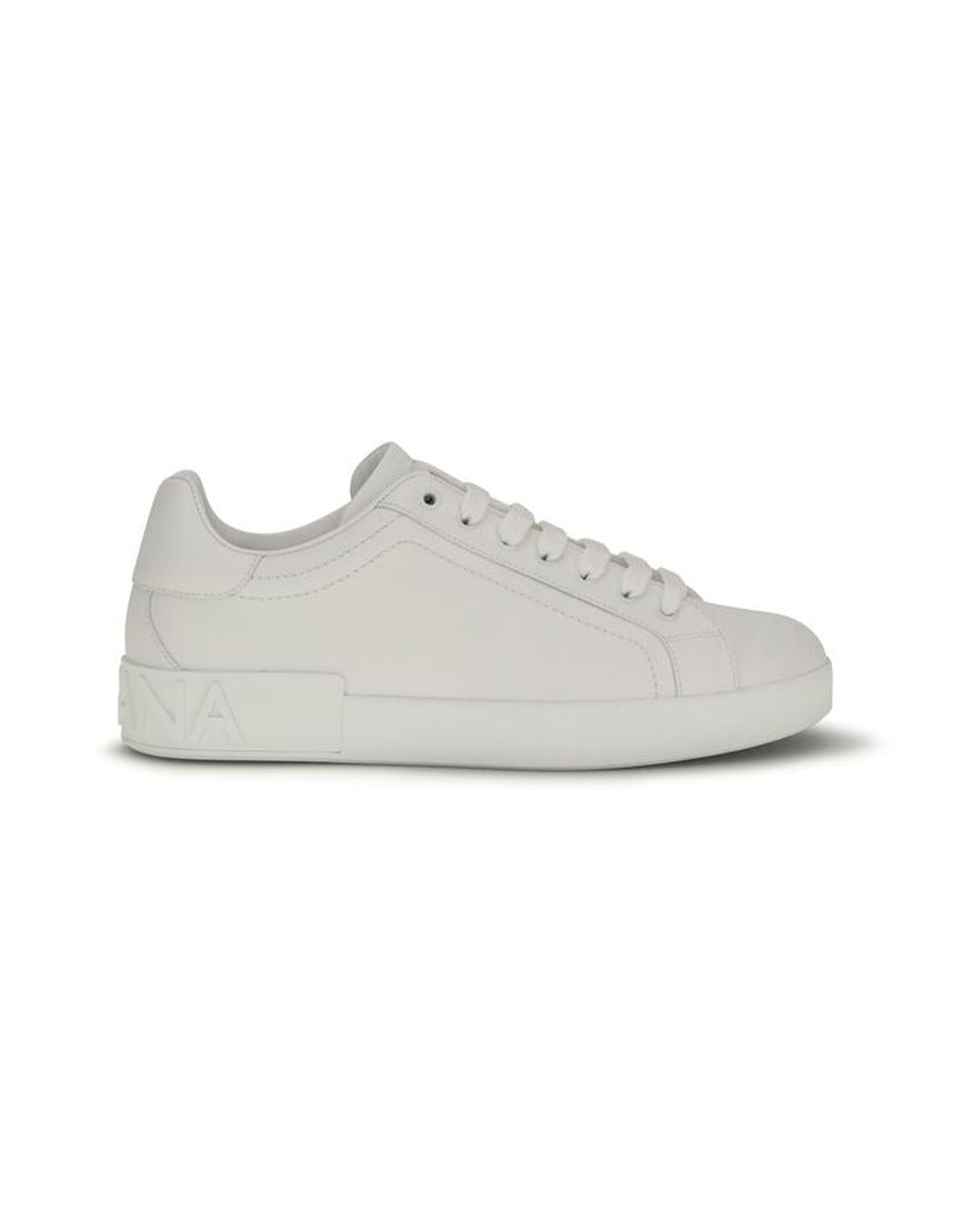 Dolce & Gabbana White Calf Leather Bos Taurus Low Top Sneakers