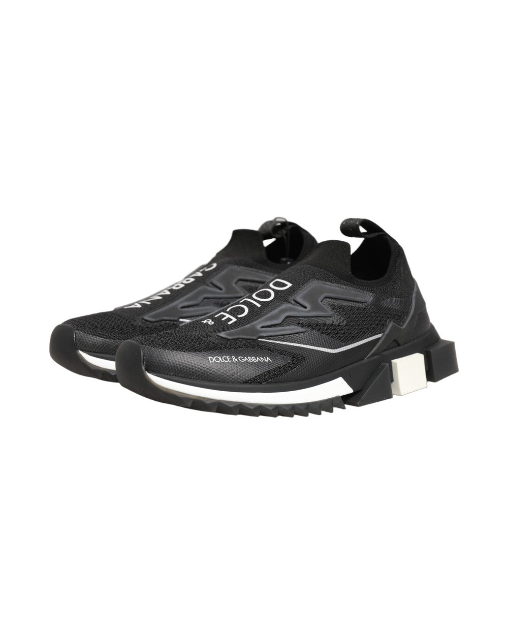 Dolce & Gabbana Black White Sorrento Slip-On Logo Sneakers Shoes