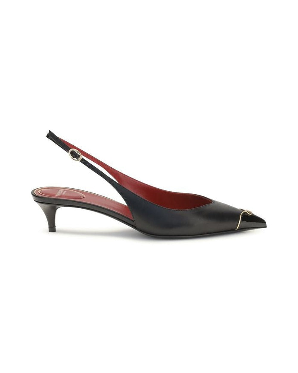 Valentino Garavani Black Calf Leather Bos Taurus Mid Heel Pumps
